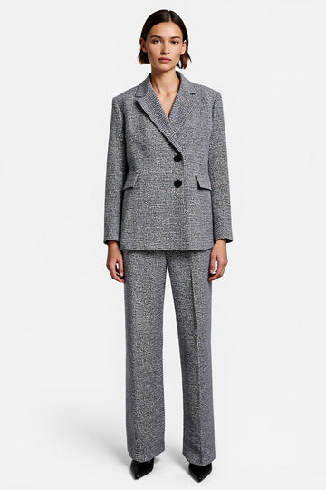 Grey Notched Lapel Single Breasted 2 Piece Women Suits